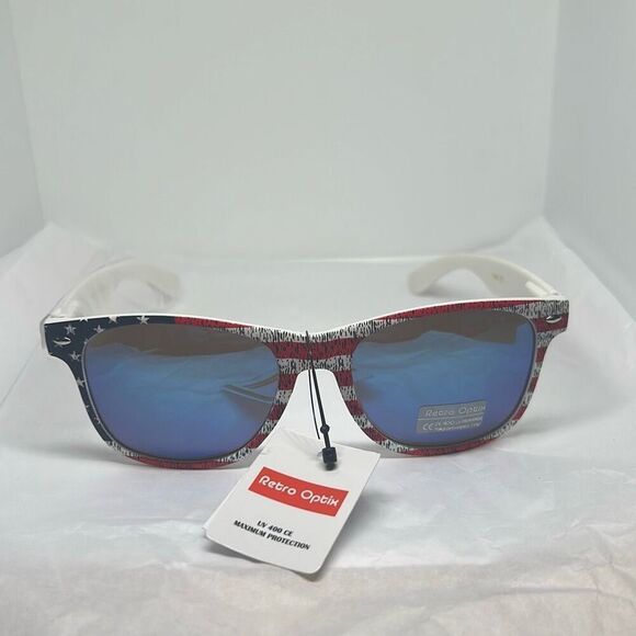 Patriotic American Flag Sunglasses – Mirrored Lenses, UV Protection - Picture 3 of 3